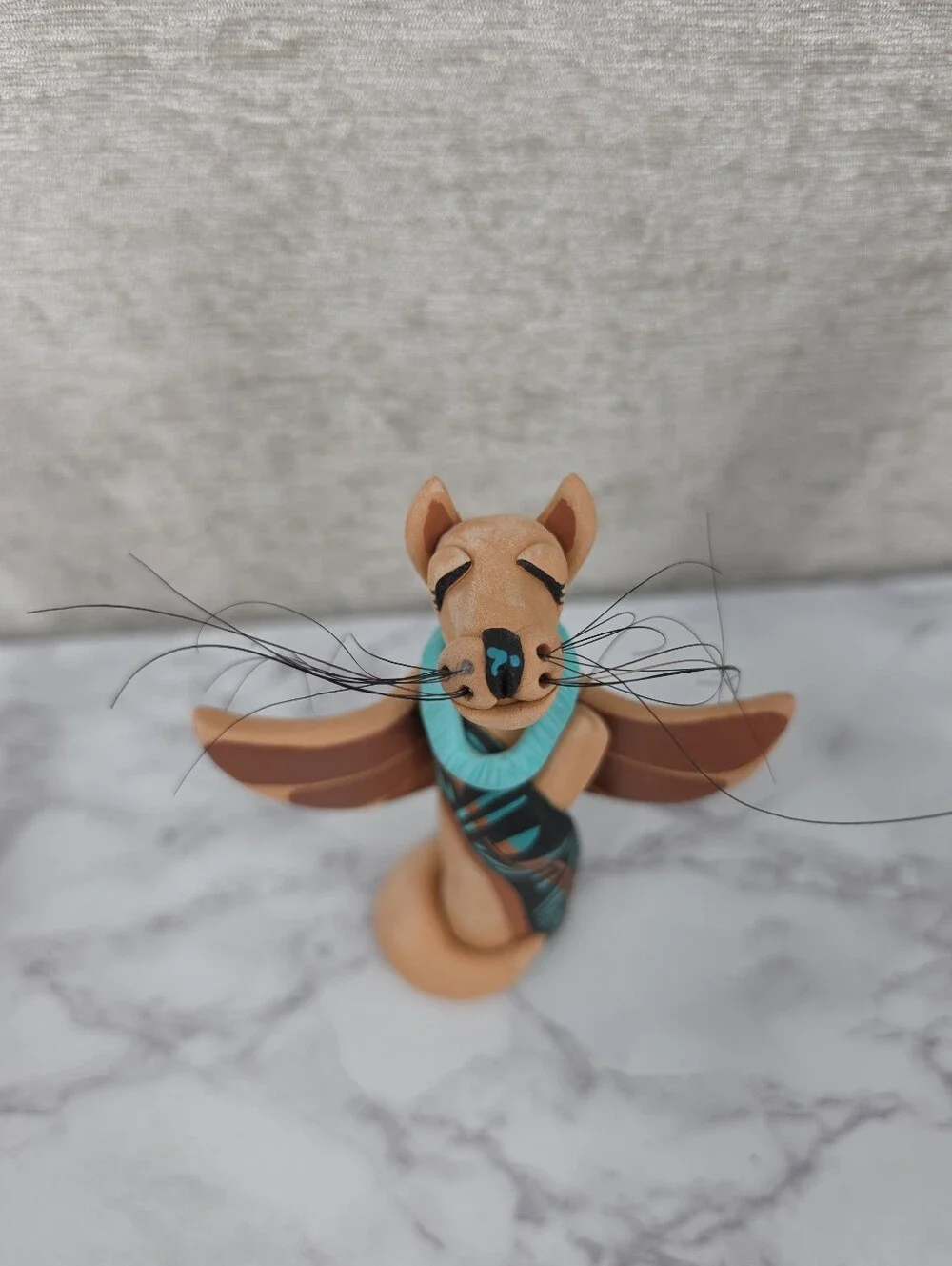 Native American Nativity Set Turquoise Brown Peublo Pottery Figurines Vintage